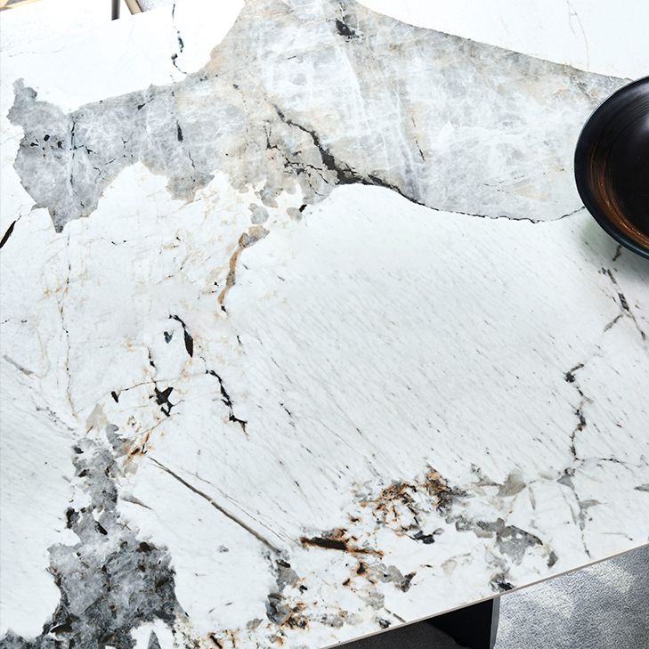 Contemporary Rectangle Shape White Table Standard Sintered Stone Dining Table for Kitchen