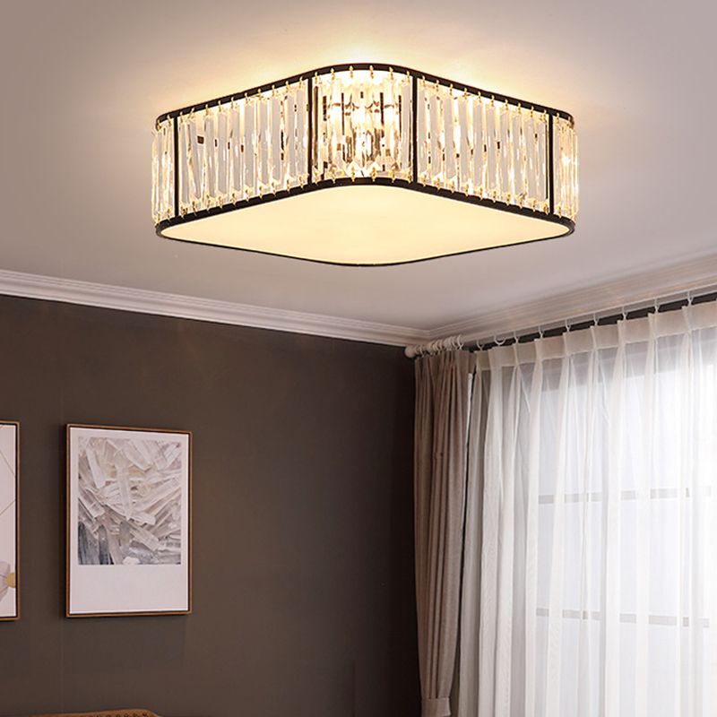 5 Lights Flush Mount Ceiling Light Simplicity Crystal Ceiling Flush Mount for Living Room