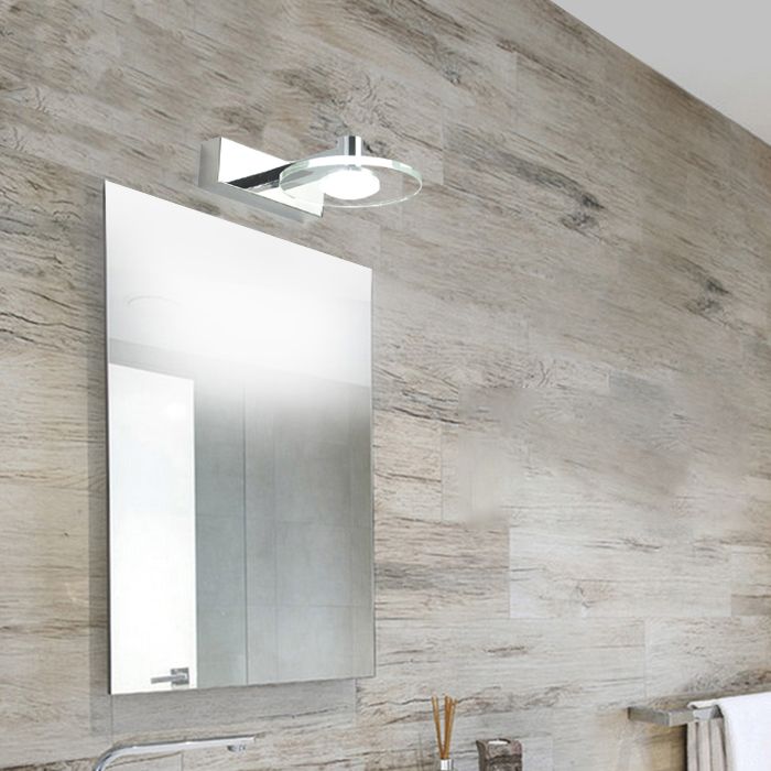 Round Shade 1-Light Wall Sconce Modern Style Crystal Mirror Wall Mount Light Fixture in Silver