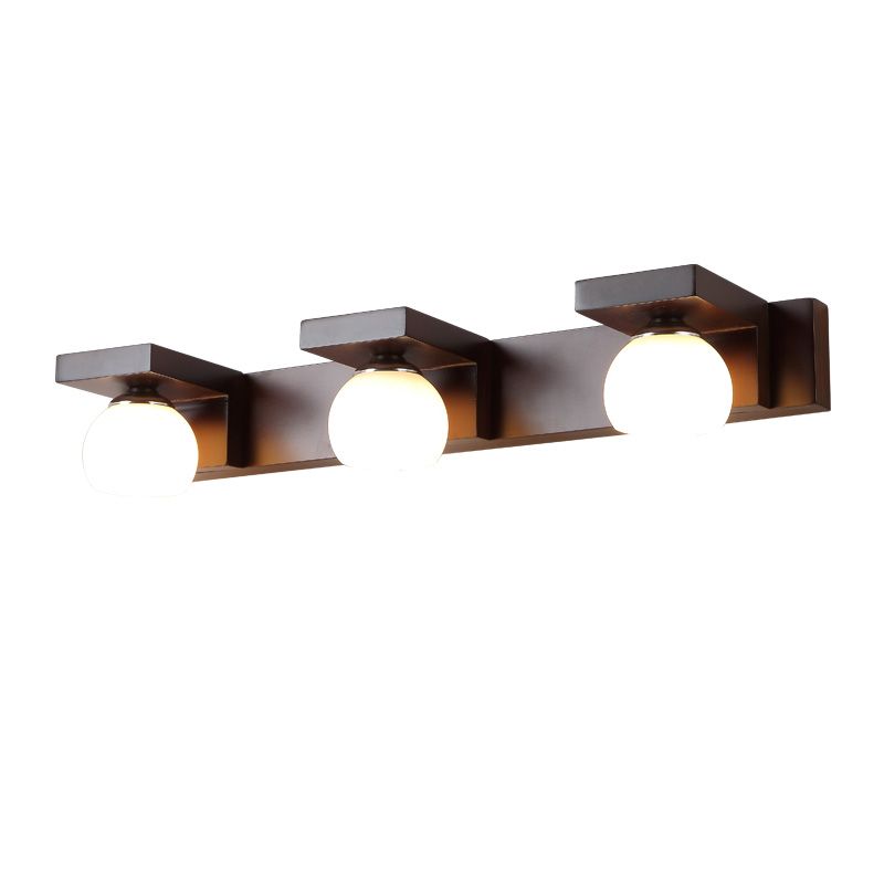 Bowl Shape Wood Vanity Lights Modern Style 2/3 Lights Vanity Light Fixtures in Brown