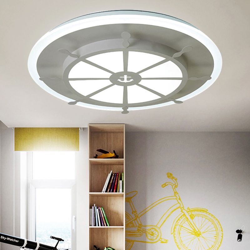 Metalen kompas inbouwlamp eetkamer nautische stijl plafondlamp in witte afwerking
