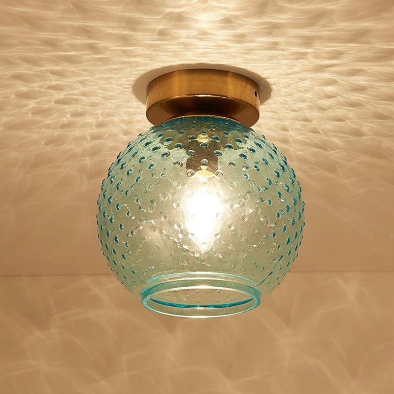 Plafonnier encastré en verre rose/jaune/bleu/transparent avec abat-jour globe minimalisme, luminaire monté au plafond pour foyer à 1 lumière