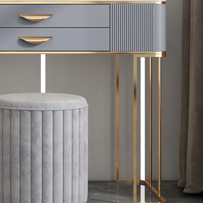 Grey Vanity 31.5" High Engineered Wood Vanity Set with Stool