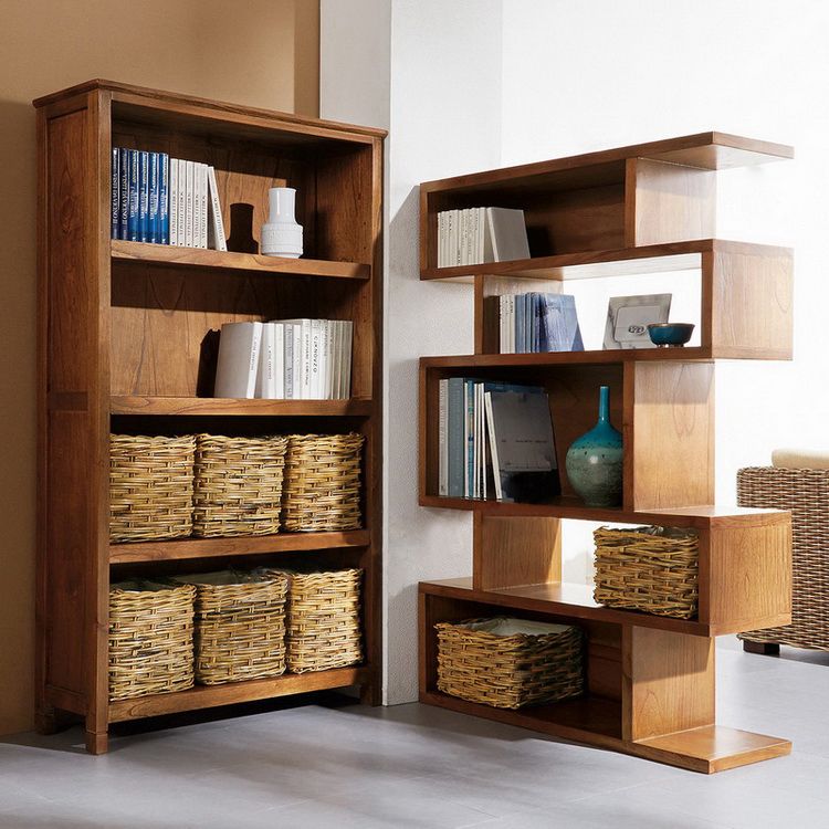 Wooden Closed Back Bookcase Standard Scandinavian Bookshelf with Shelves