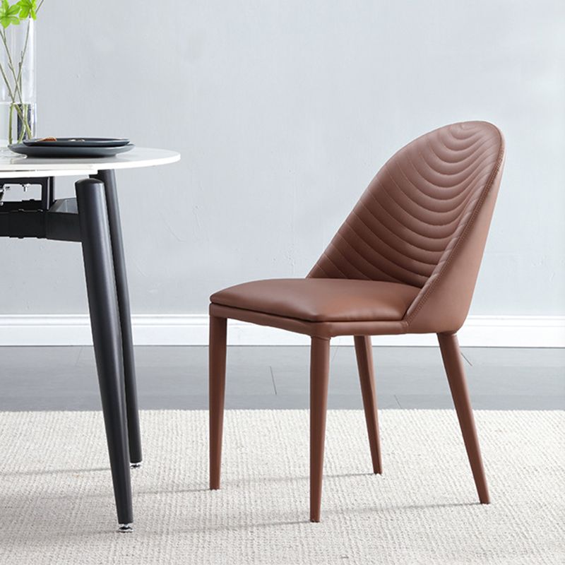 Modern Style Armless Side Chairs Faux Leather Chair with Metal Legs for Kitchen