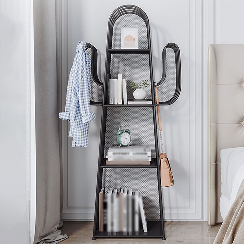 59"H Scandinavian Style Bookshelf Metal Shelf Bookcase for Home Use