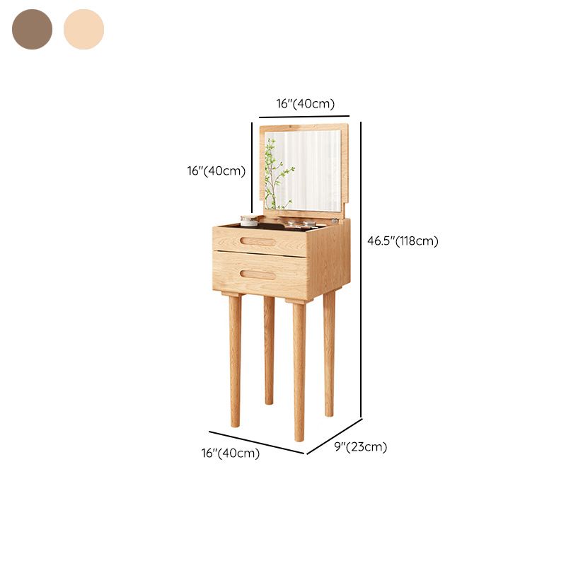 Mid-Century Modern Make-up Vanity Solid Wood Flip-Top Dressing Table