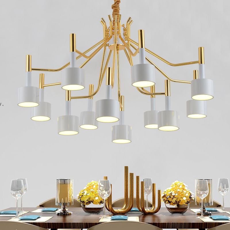 Postmodern Style Chandelier Branching Hanging Pendant Light with Iron Shade