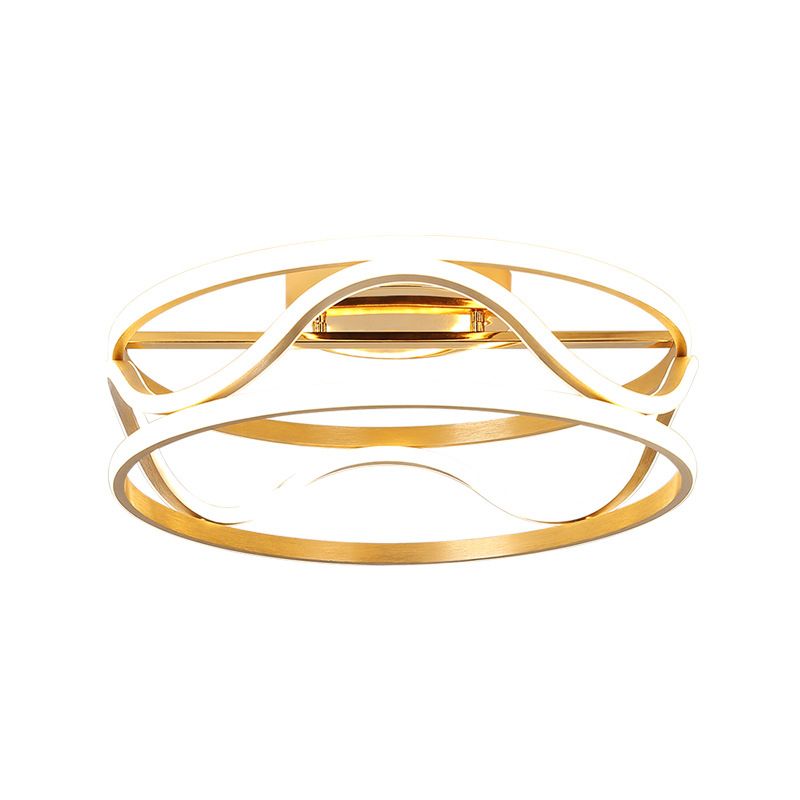 Luz de techo de montaje de montura de tambor Modernismo Metal Gold Led Techo Monteado para dormitorio en cálido/blanco, 18 "/23.5" W