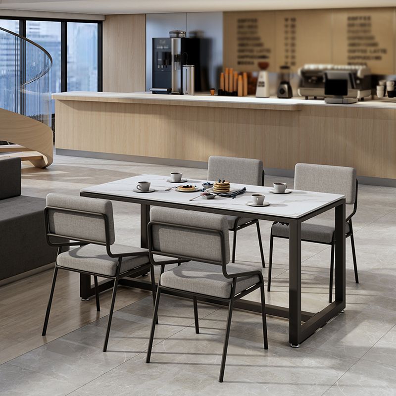 Industrial Rectangle Dining Table Sintered Stone Dining Table with Trestle Base for Dining Room