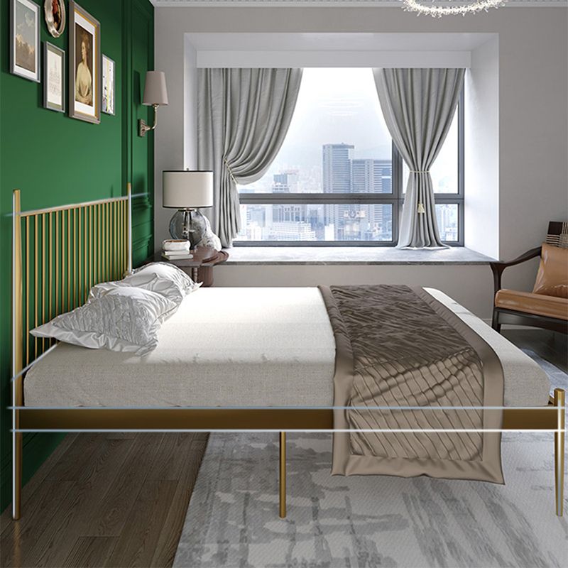 Glam Open-Frame Bed with Rectangular Headboard, Metal Standard Bed