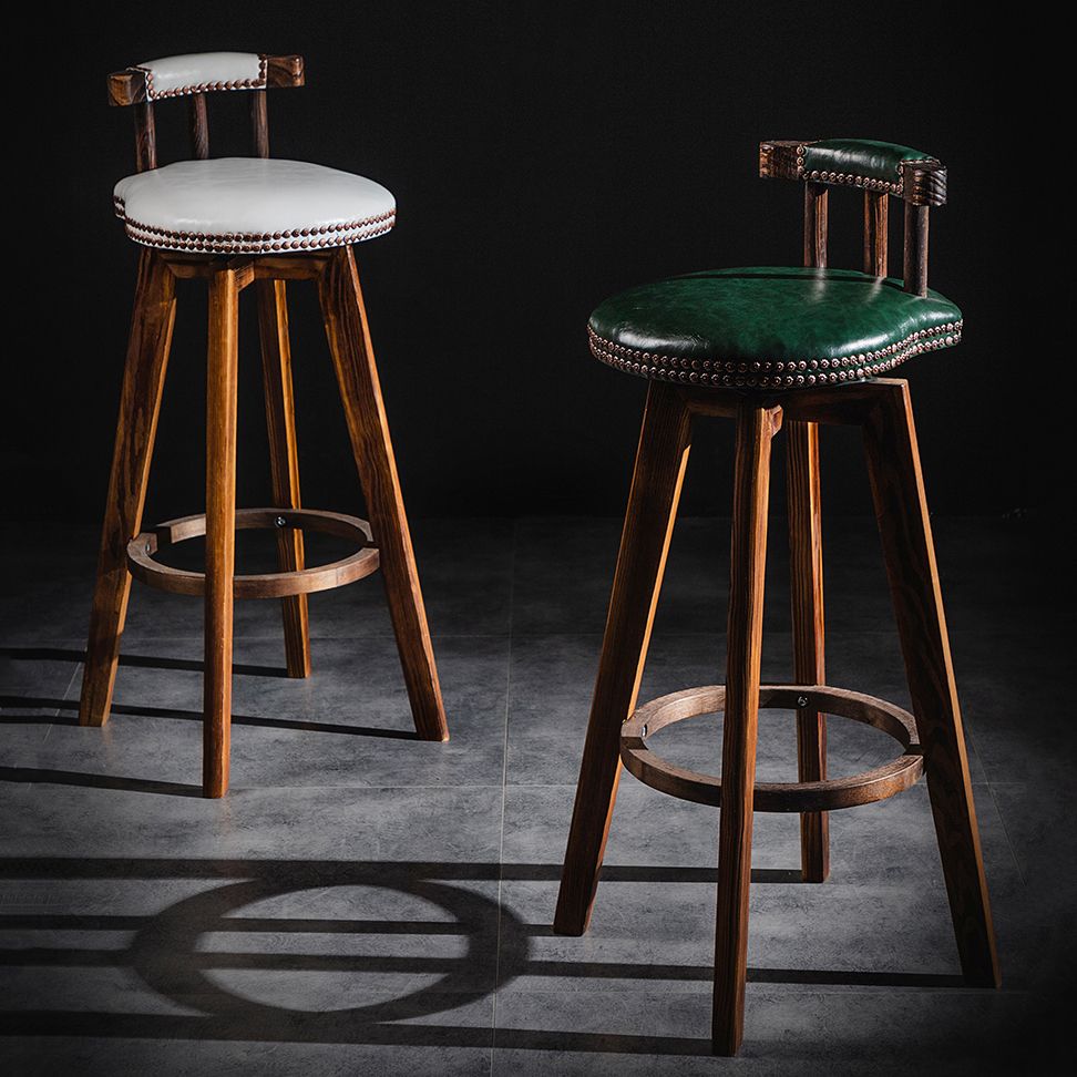 Taburete de bar sin brazos con respaldo moderno, taburete de bar para el hogar, de madera, con cojín y Pedal