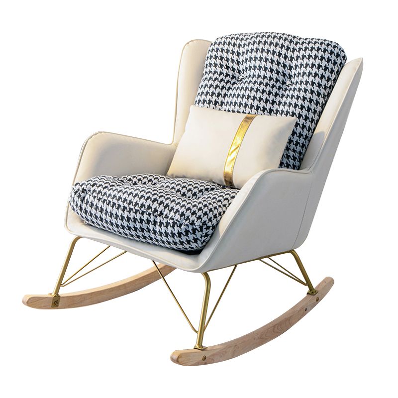 Modern Rocking Chair Ottoman Golden Legs Rocker Chair with Pillow