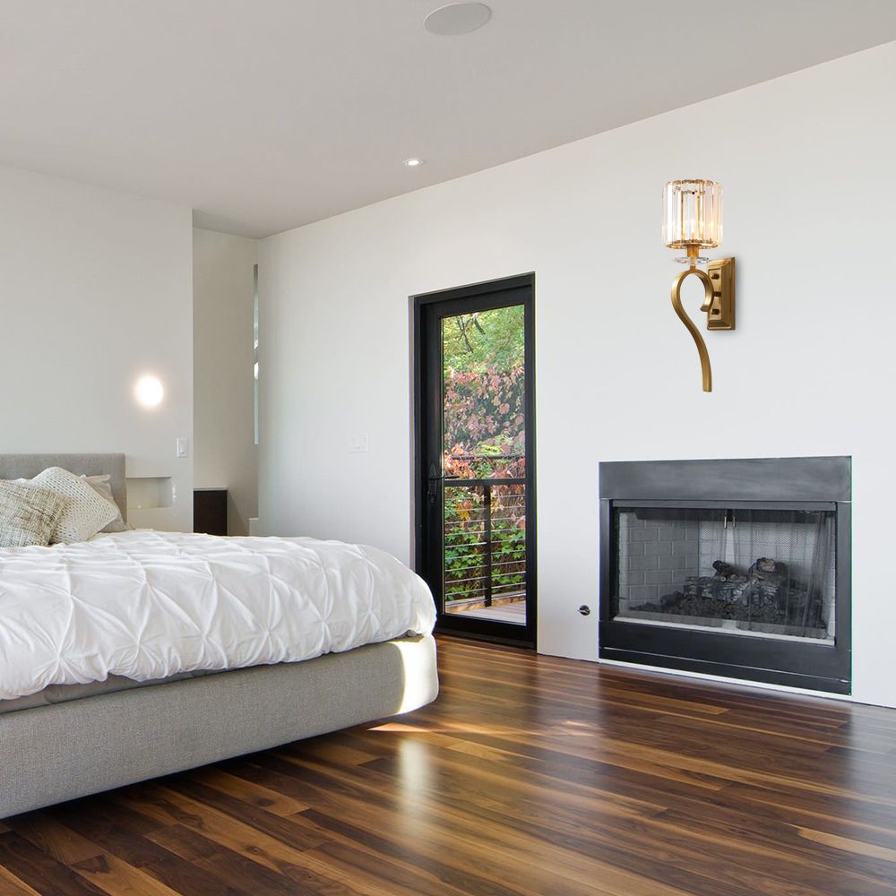 1 lumière du cylindre lumineux métal contemporain et clair de cristal clair lumière en or pour la chambre