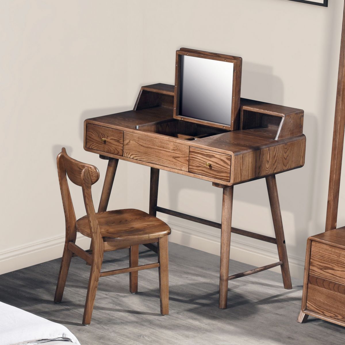 Contemporary Solid Wooden Chair Open Back Side Armless Chair for Dining Room