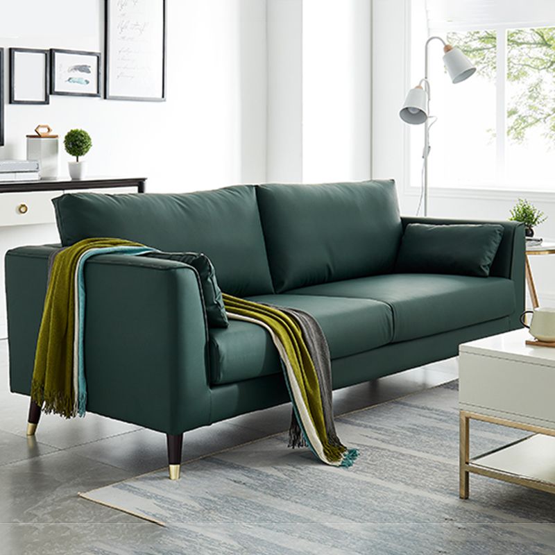 Contemporary Faux Leather Square Arm Sofa Cushions Standard Sofa