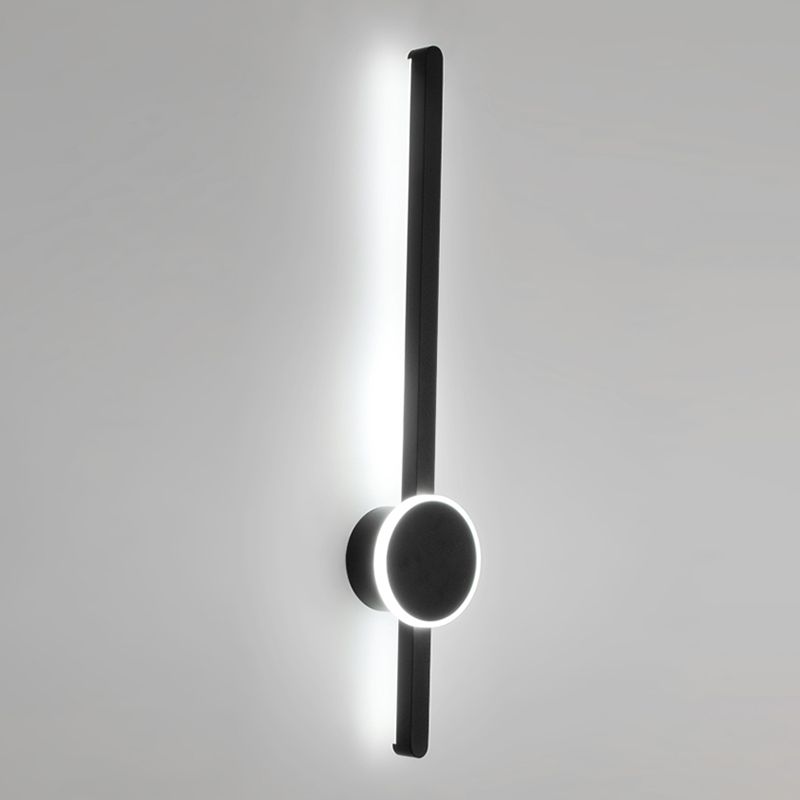 Linear Shape Metal Wall Lighting Modern Style 2 Lights Wall Mounted Light in Black