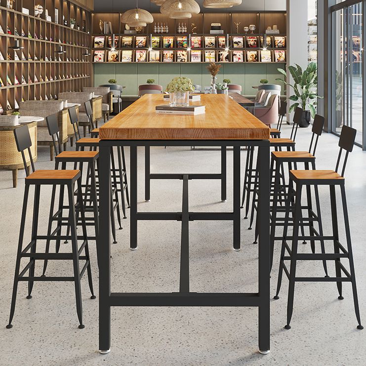 Wood Trestle Modern Bar Stool Table Natural Bistro Bar Height Cocktail Table