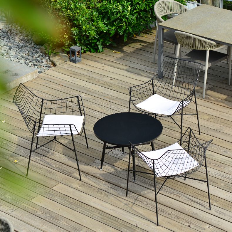 Modern Black Bistro Table Set 1/2/4/5 Pcs Metal Bistro Table and Chairs