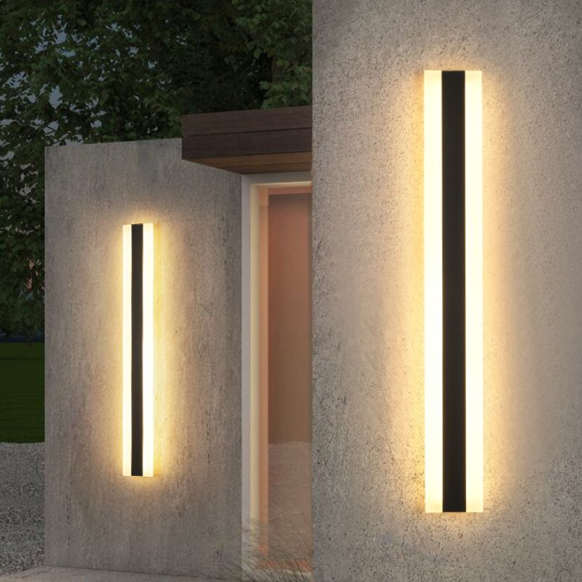 Iluminación de pared led de metal moderna negra al aire libre de 1 luces de pared de 1 luces