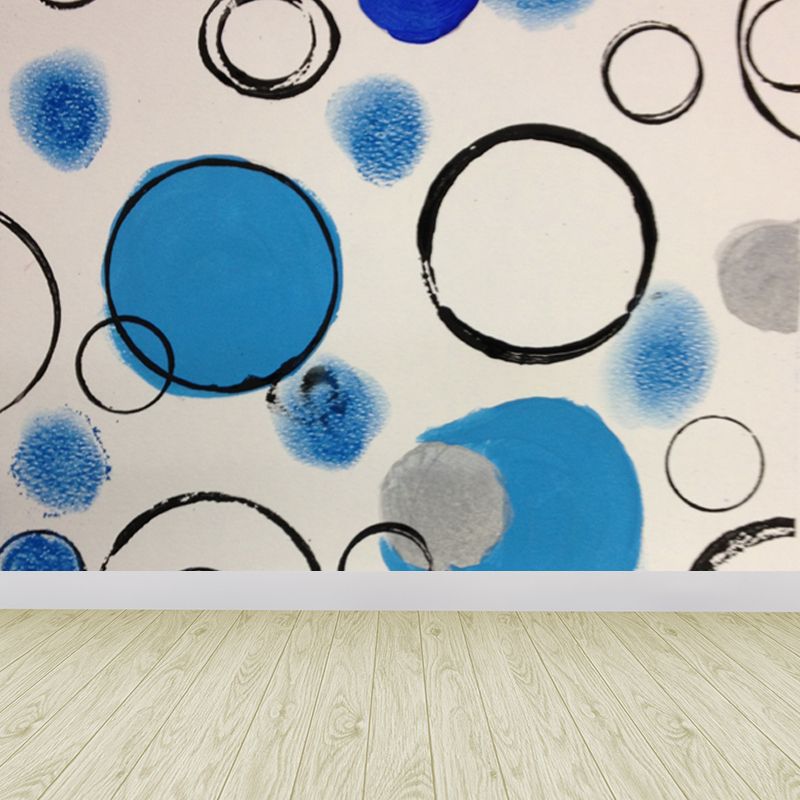 Circular Printed Mural Decal Modern Art Non-Woven Texture Wall Covering in Pastel Color