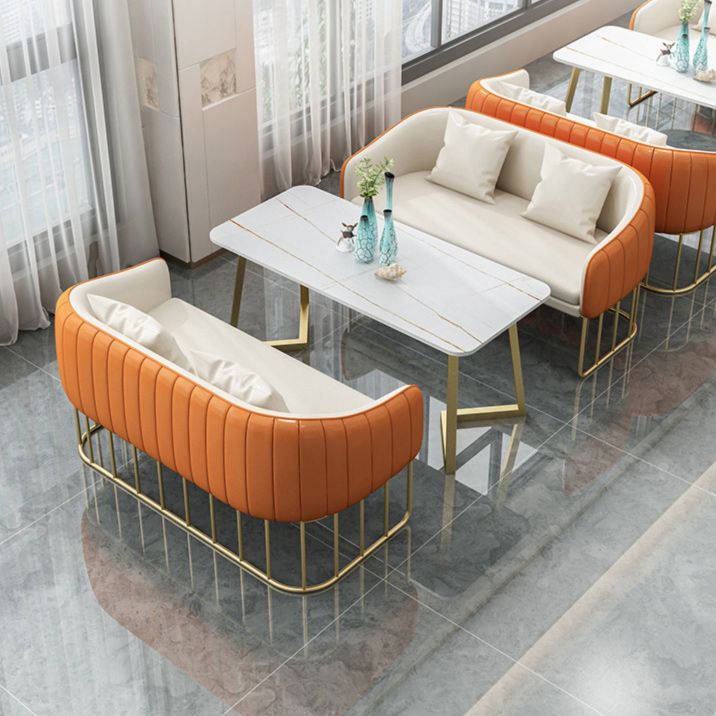 Faux Leather Tuxedo Arm Sofa Stain Resistant Sofa for Living Room