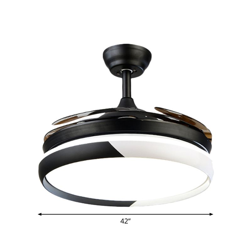3 Blades LED Anhänger Leuchte Leuchte Traditionelle Esszimmer Halbmontage Beleuchtung mit Kreis Acrylschatten