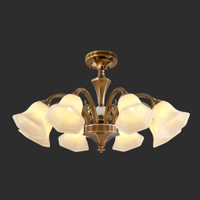 American Style Ceiling Light Bell Shape Ceiling Lamp with Glass Shade for Living Room