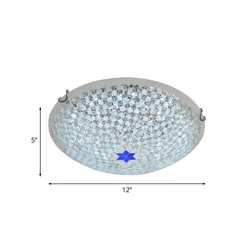 Basket Ceiling Flush Mount Mediterranean Clear Checkered Crackle Glass 2/3-Head Flushmount Lighting, 12"/16" Width
