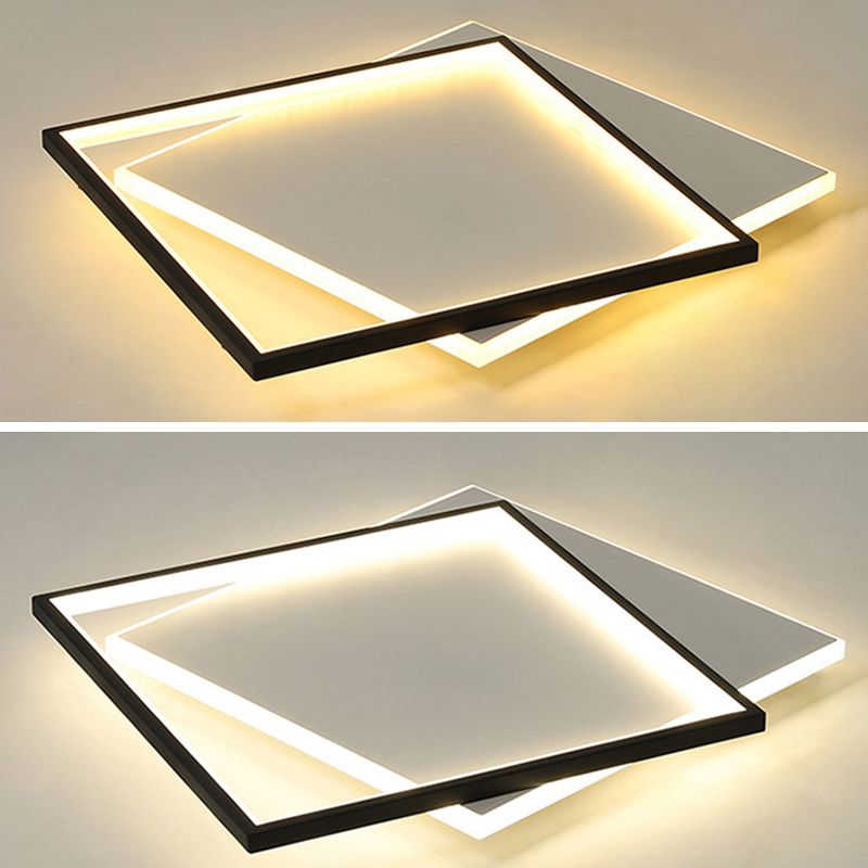 Ultra-mince Flush Mount Lighting Simplicité Metal Black-White LED Ceiling Lamp for Living Room