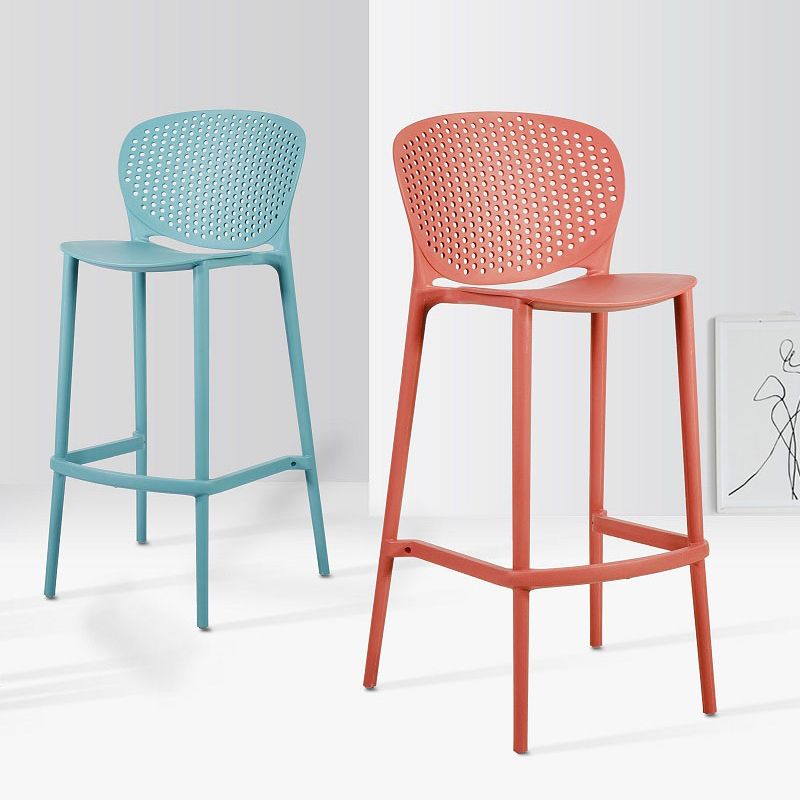 Contemporary Stackable Colorful Counter Stools Plastic Armless Indoor Bar Stool
