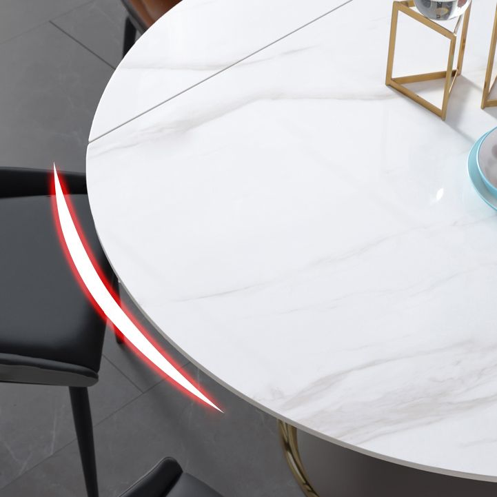 Glam Leatherwear Dinette Set 1/2/5/7 Pieces Round Scalable Sintered Stone Dining Table Set