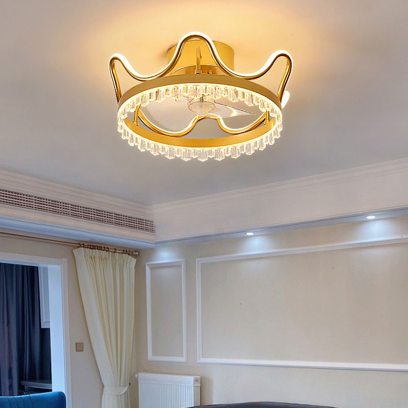 2 Light Ceiling Fan Lighting Modern Style Metal Ceiling Fan Light for Children's Room