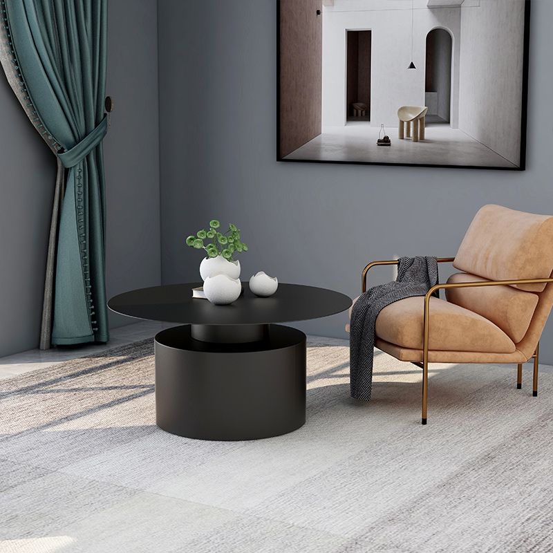 Modernism Black/White Pedestal 1 Coffee Table Round Metal Table