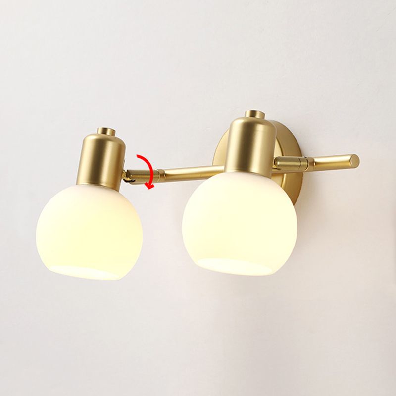 Traditional Globe Vanity Sconce Lights Milk Glass Wall Mount Light Fixture for Bathroom