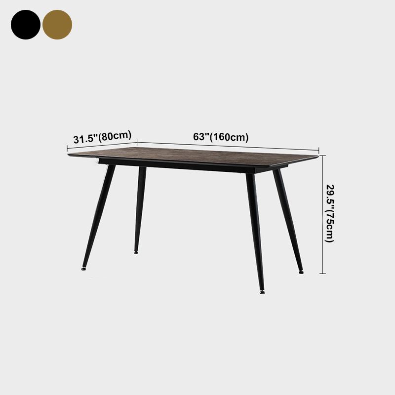 Mesa de comedor de estilo industrial Mesa de comedor marrón 4 patas con marco negro