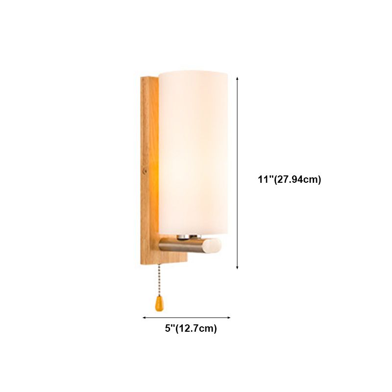 Cylinder Wall Lighting Fixtures Modern Style Wood 1 Light Wall Lighting