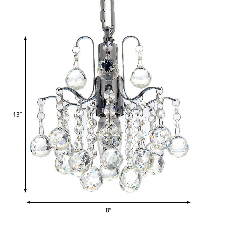 Kristallen bol gebogen arm kroonluchter chroom afwerking kale lamp kroonluchter