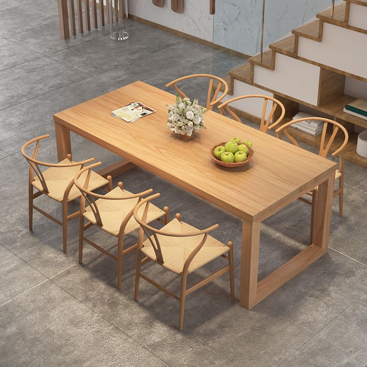 Simplicity Style Dinette Table Rectangle Solid Wood Dinner Table in Natural