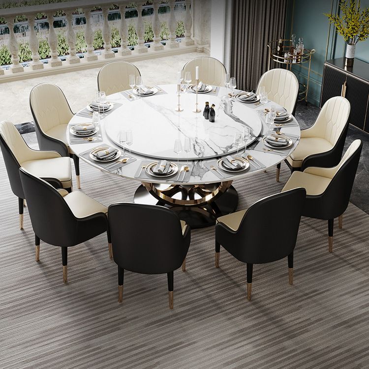 Mesa de comedor de pedestal redondo mesa de mármol de lujo tradicional para el hogar