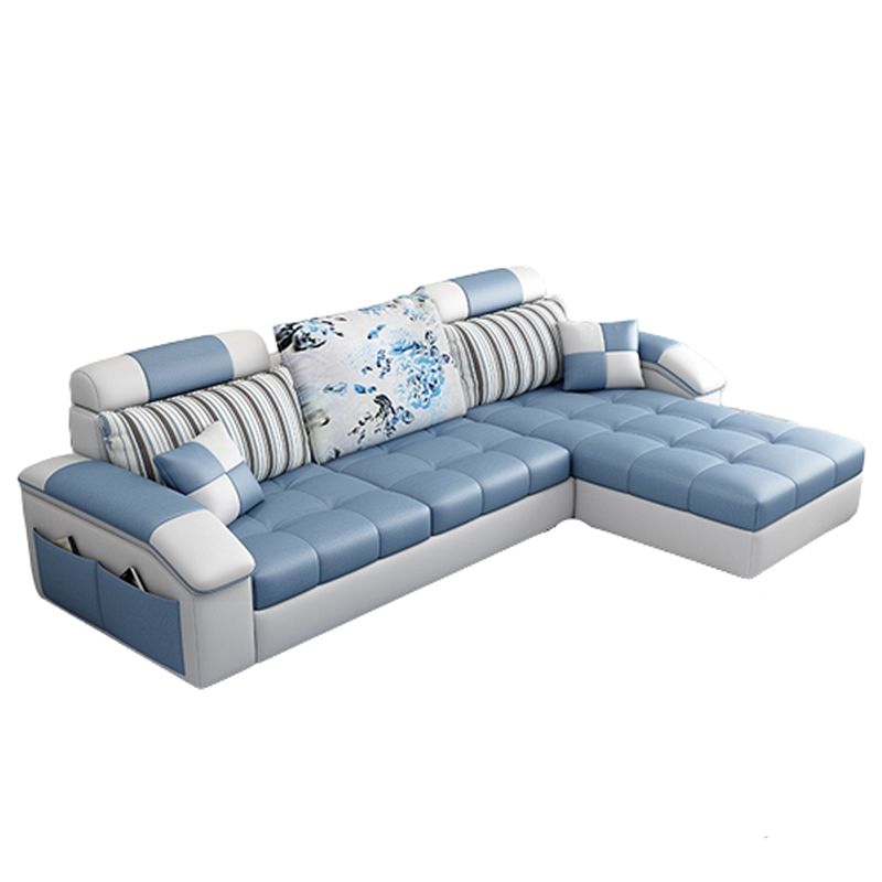 Faux Leather and Cotton Blend Sectional Couch for 3/4 People