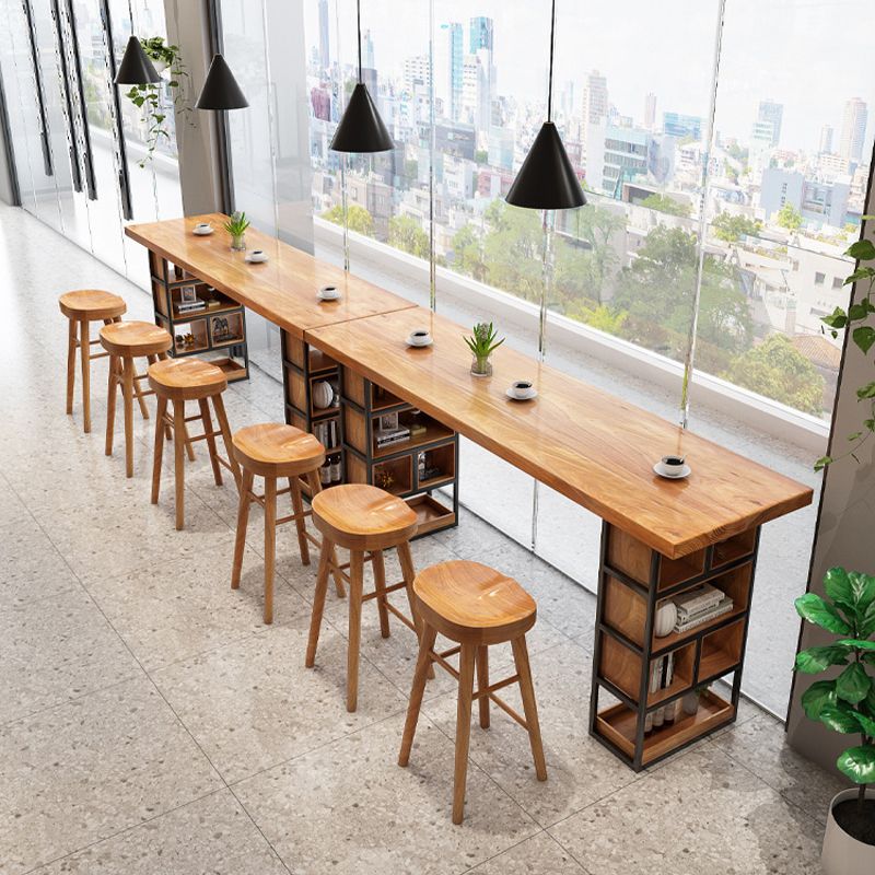 Contemporary Rectangle Bar Table Set 1/2/4/7 Pcs Solid Wood Bar Table and Bar Stools