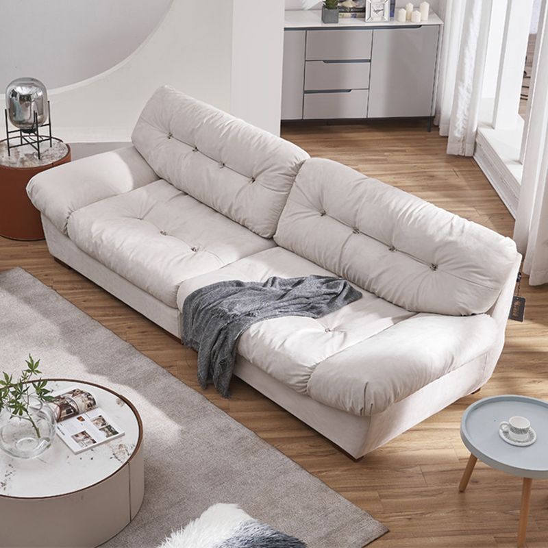 Modern White Cushions Armless Living Room Faux Leather Seating