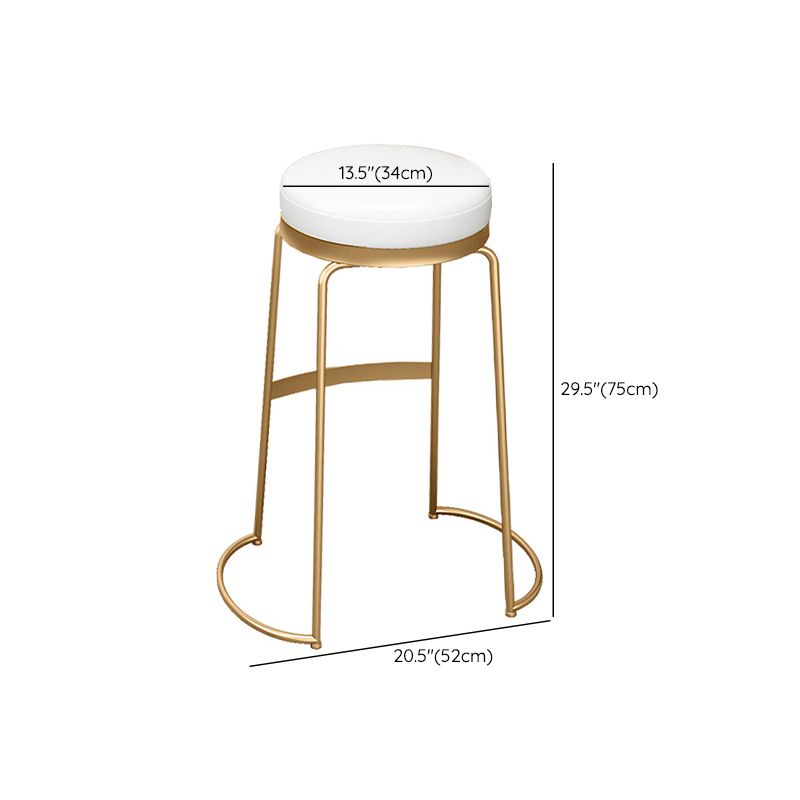 Glam Round Bar Stools Gold Metal Dining Stools with Footrest