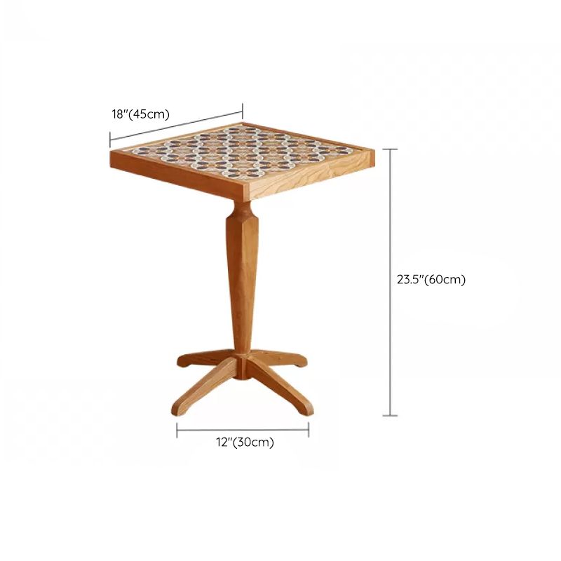 Modern Solid Wood End Table Pedestal Corner Table for Living Room