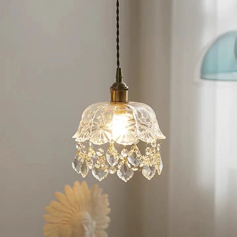 Crystal Modern Wall Sconce Flower Shape Vanity Lamp with Glass Shade for Living Room