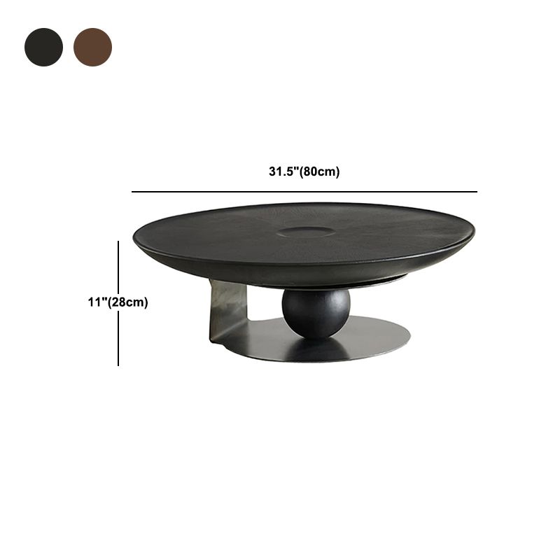 Modern Style Round Wood Table with Abstract Base Coffee Table