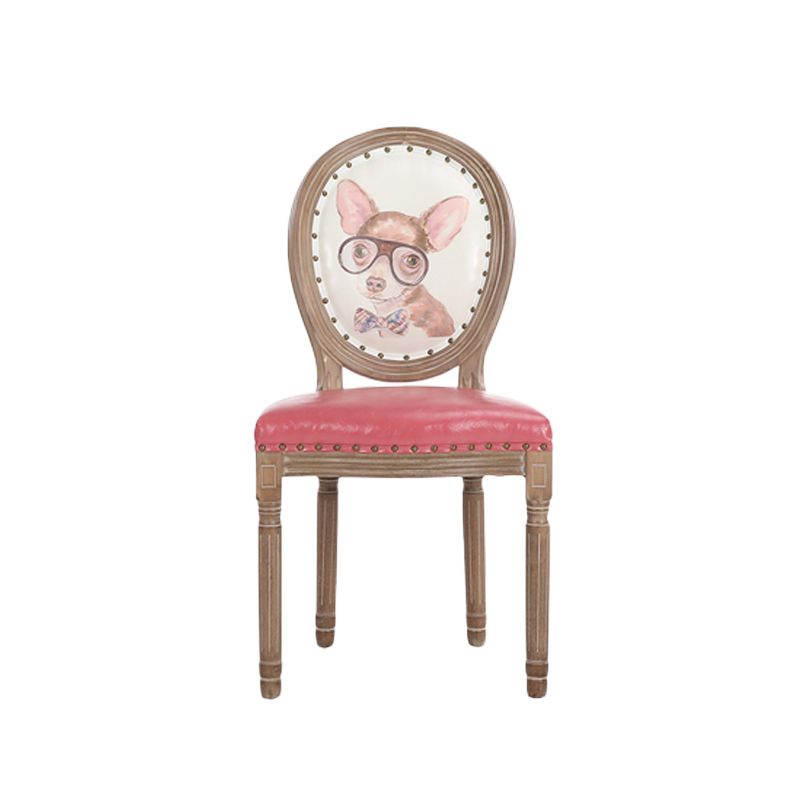 French Country Upholstered Armless Chair Home Solid Wood Dining Chair