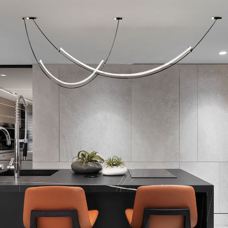 Acrylic Linear Island Lighting Modern Chandelier Lamp for Dining Room