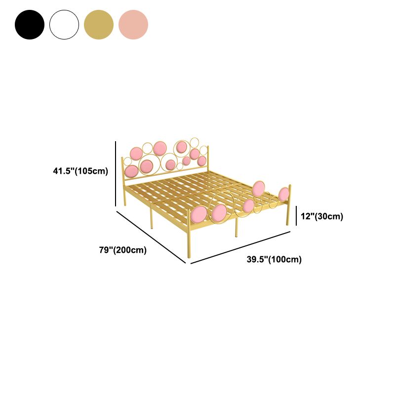 Glam Standard Bed Metallic Open-Frame Bed with Upholstered Headboard